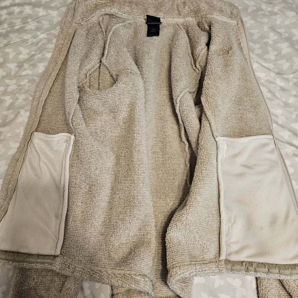 TheNorthFace Osito Fleece Jacket Women M Beige FullZip Oatmeal Cozy Gorpcore - Picture 4 of 7